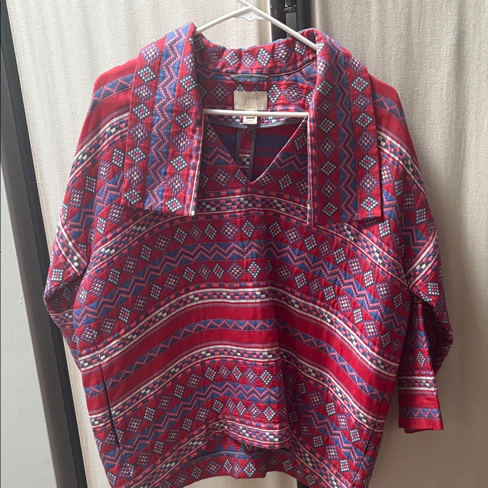 J. Crew Red and Blue Patterned Jacket